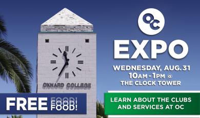 OC EXPO on Wednesday, Aug. 31st from 10am - 1pm at the Clock Tower quad.