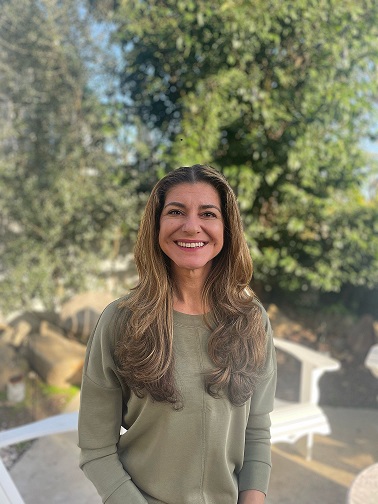 A woman with long brown hair