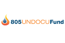 805 Undocufund logo - blue water drop inside red flame
