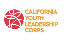 California Youth Leadership Corps logo in yellow font with red graphic to the left