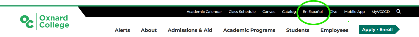 Screen shot of page menu
