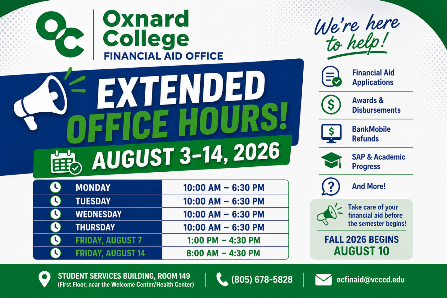 FALL EXTENDED HOURS