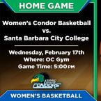 OC Women’s Basketball vs. Santa Barbara City College (Home Game) 