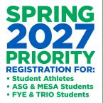 Oct. 30: Spring 2027 Priority Registration