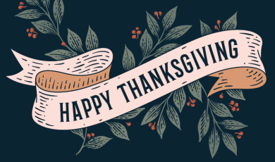 Banner that says "Happy Thanksgiving" wrapped arou