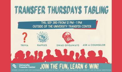 Transfer Thursdays Tabling Event – Thursday, Sept. 3rd • 12pm - 1pm