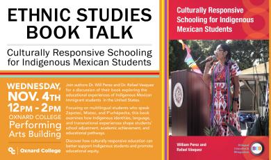 Book Talk: Culturally Responsive Schooling for Indigenous Mexican Students with photo of book cover.