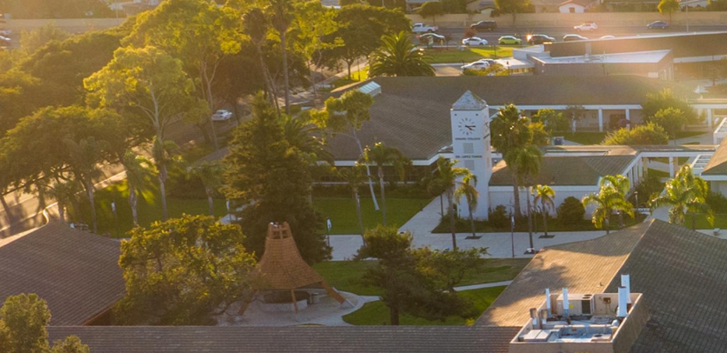 Aerial View of Campus at Sunset