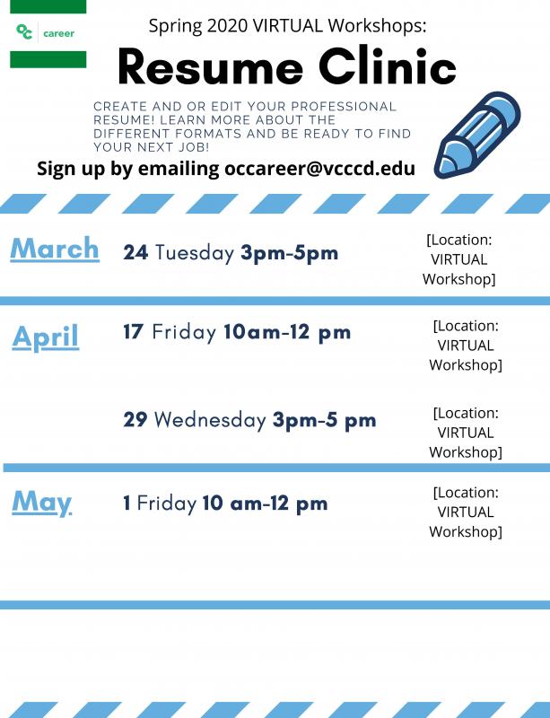 Career Center Workshops Events Oxnard College