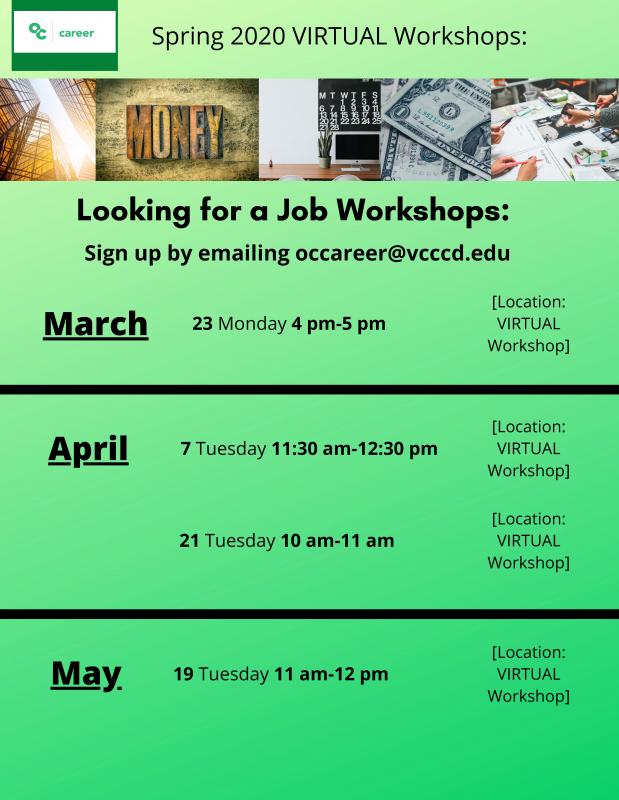 Career Center Workshops Events Oxnard College