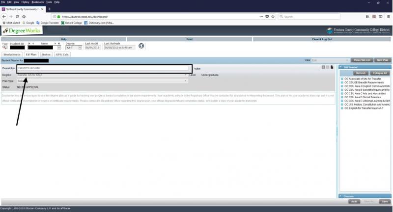 fig. 07 DegreeWorks Create Description