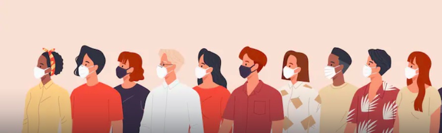 animated graphic of people wearing COVID-19 masks