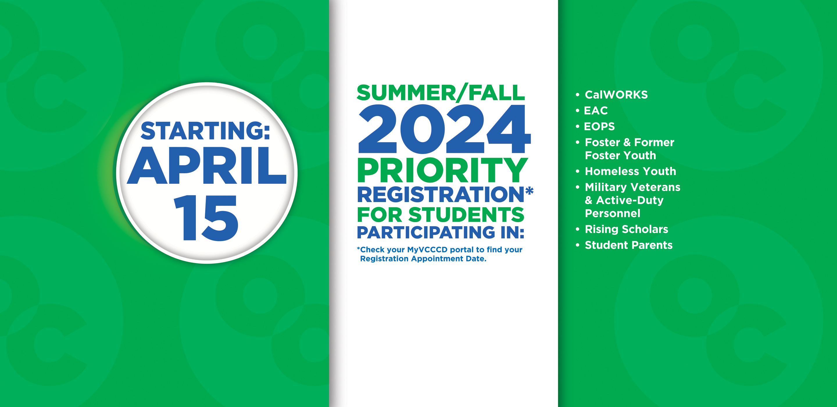 April 15: Summer/Fall 2024 Priority Registration Begins