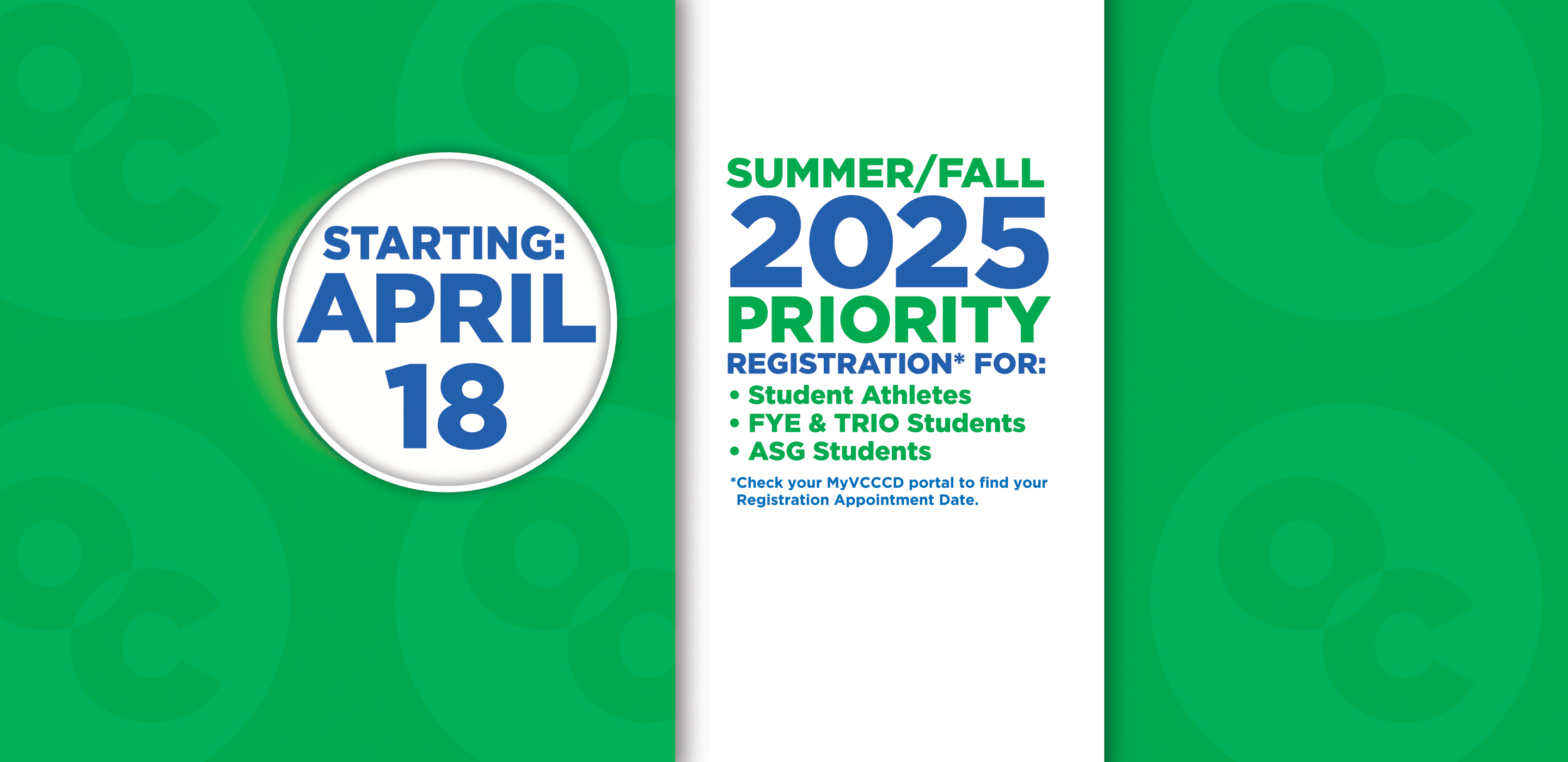 April 18: Summer/Fall 2025 Priority Registration