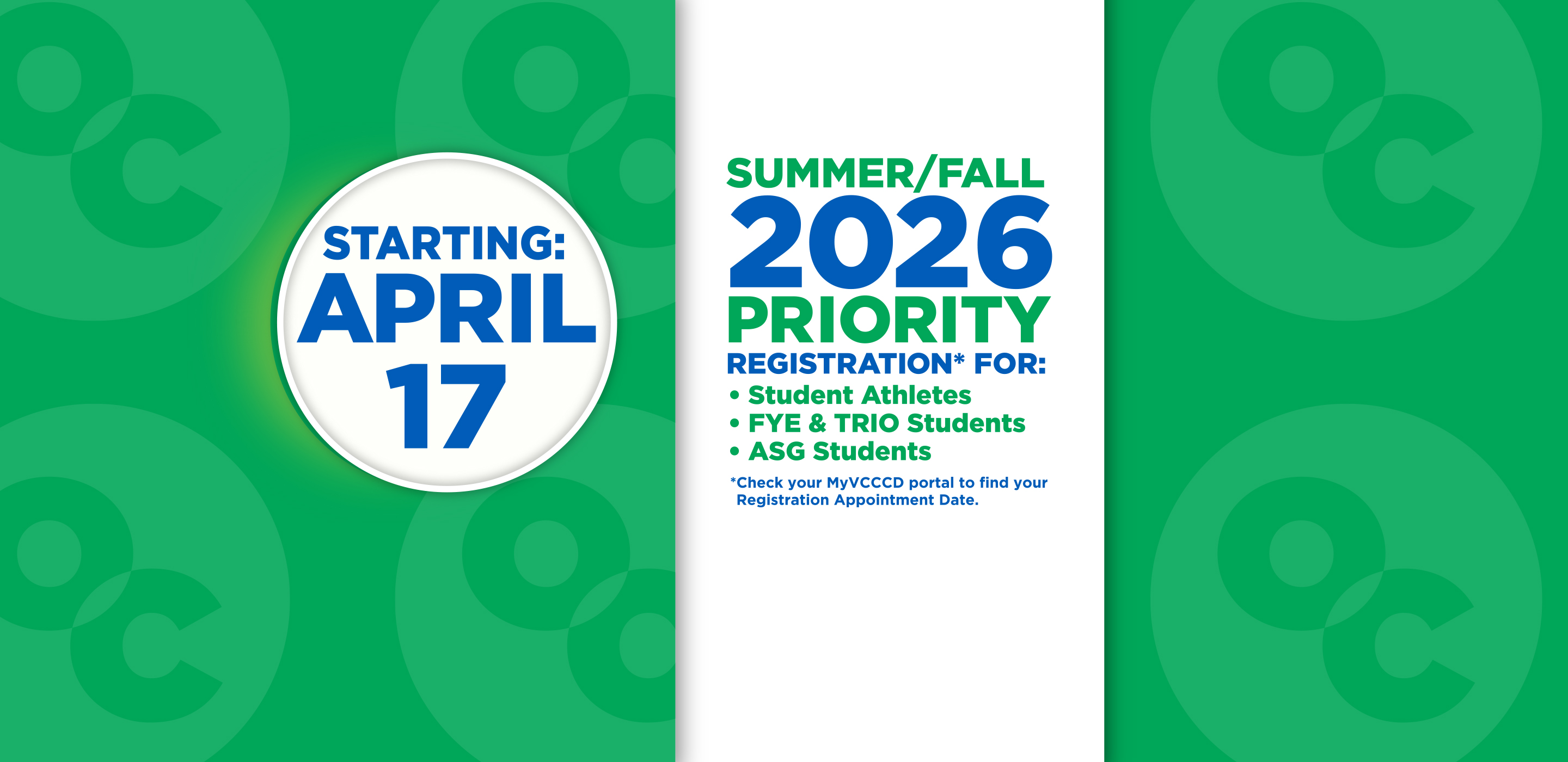 April 17: Summer/Fall 2026 Priority Registration (Phase II Begins)