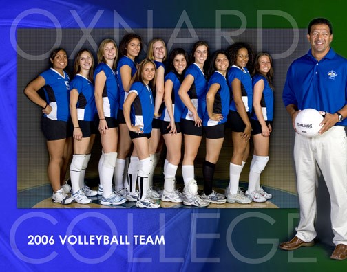 Rey Reyes with the 2006 Oxnard College Volleyball Team. 