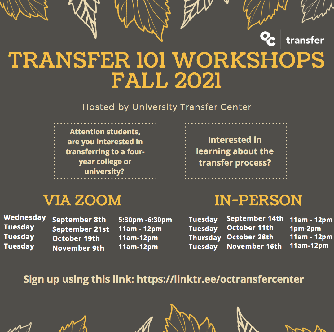 Fall 21 Transfer Workshops