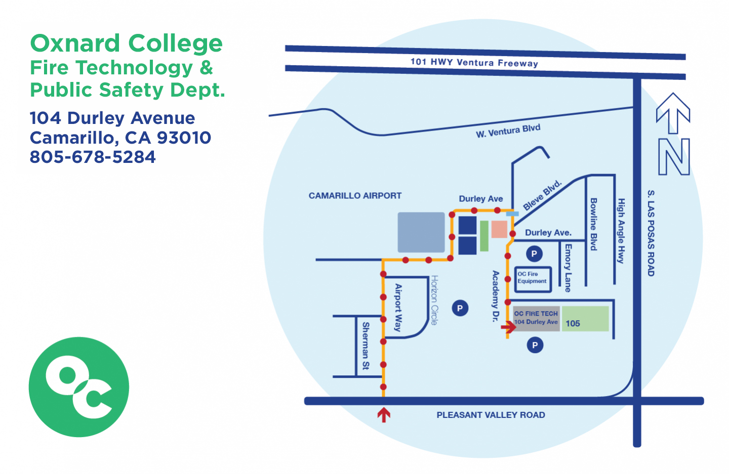 map to fire technology center in camarillo