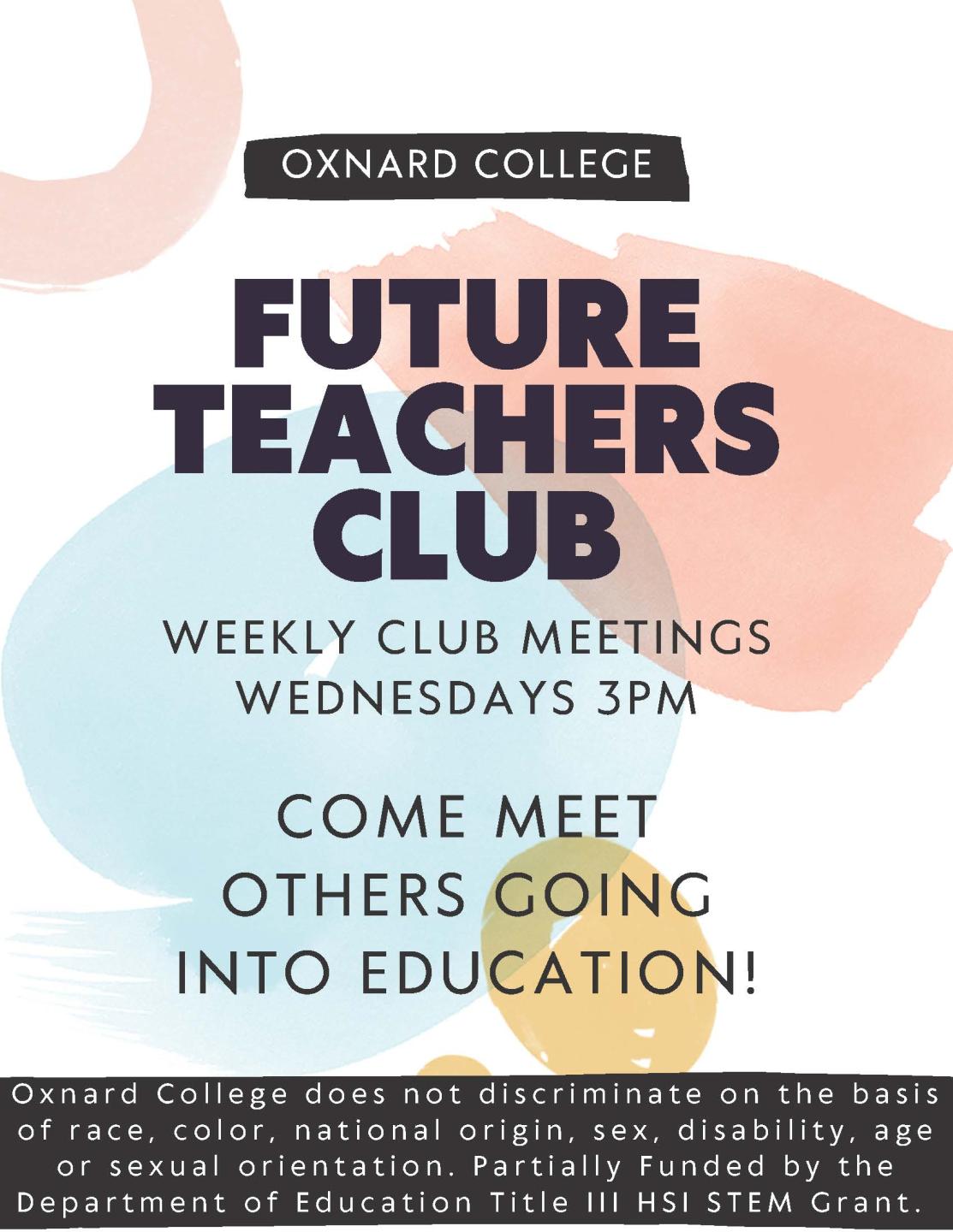 Oxnard College Future Teachers Club (STEM) Invitation to Join 