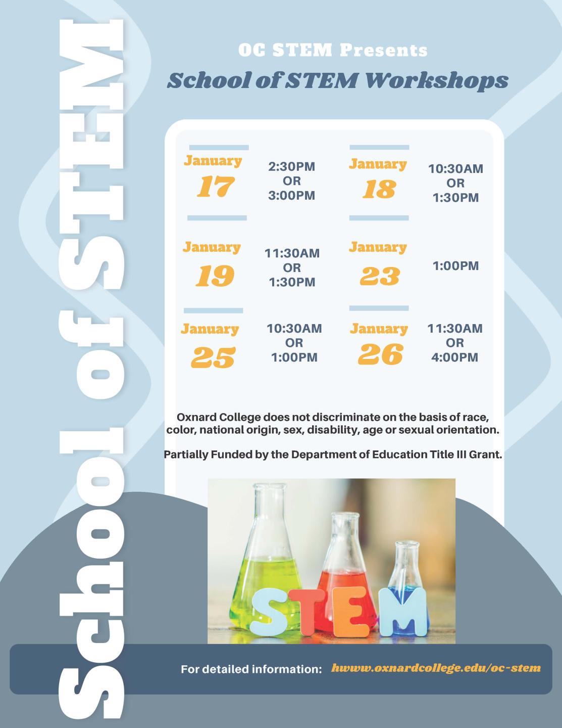 School of STEM Workshops Invitation