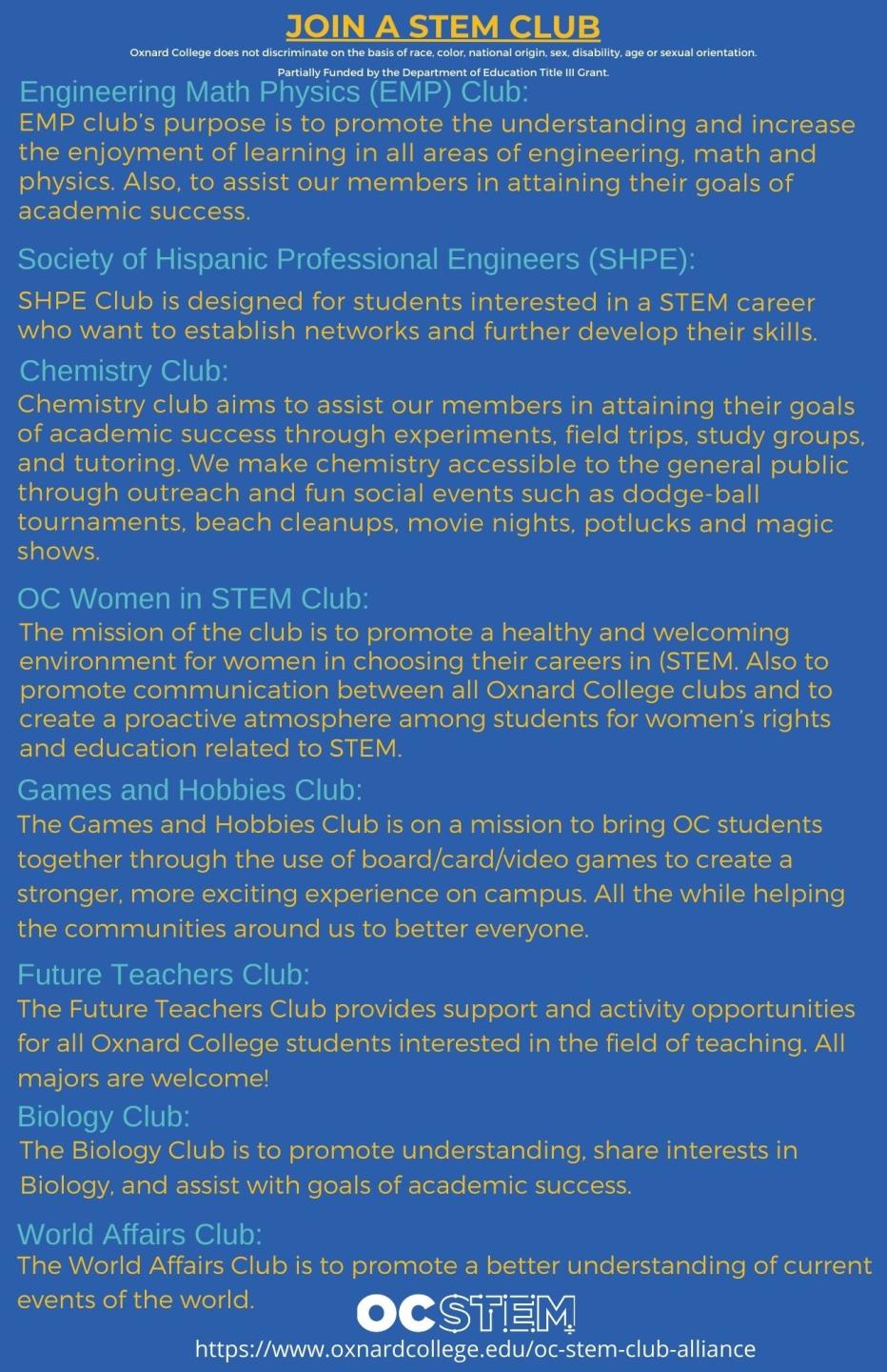 Spring 2023 Join an OC STEM Club