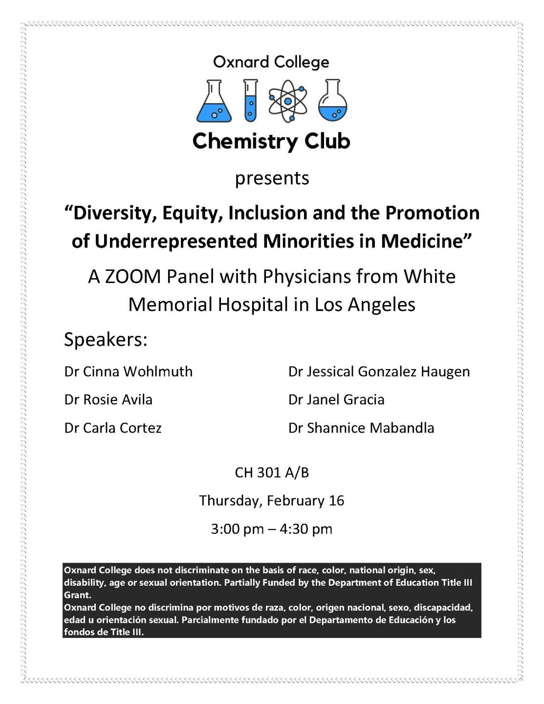 Chem Club Panel Invitation