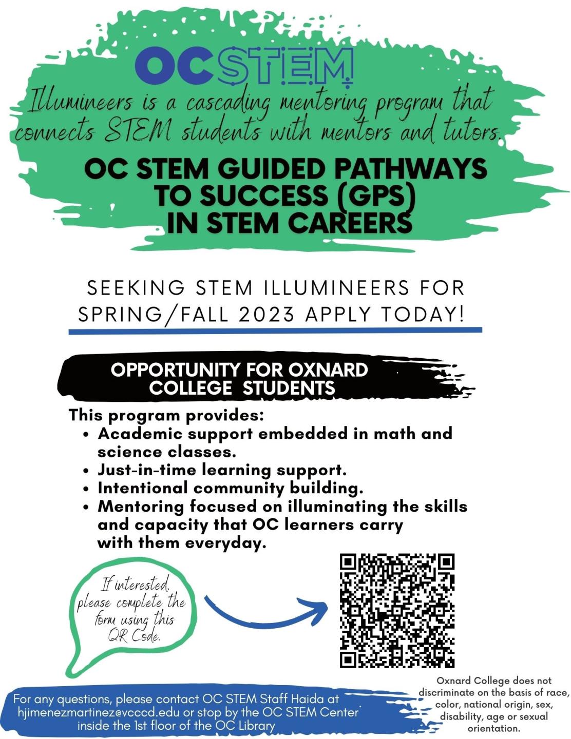 OC STEM Spring/Fall 2023 Illumineers hiring flyer