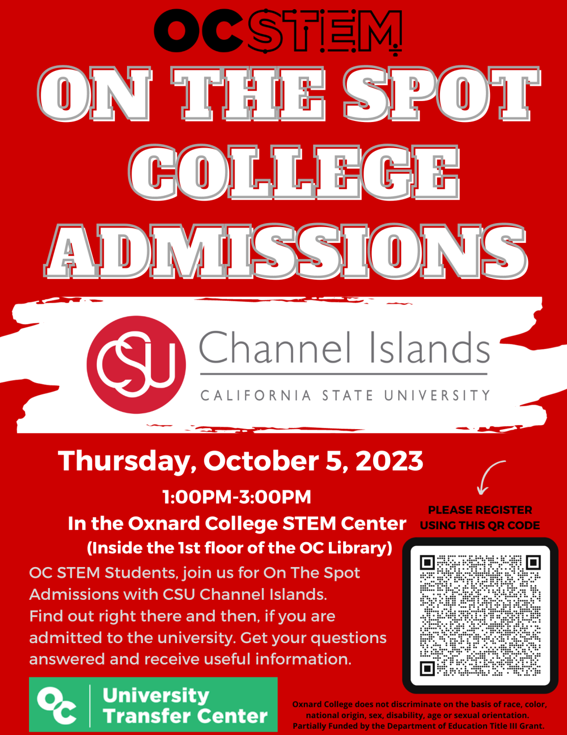 CSUCI On the Spot Admissions flyer