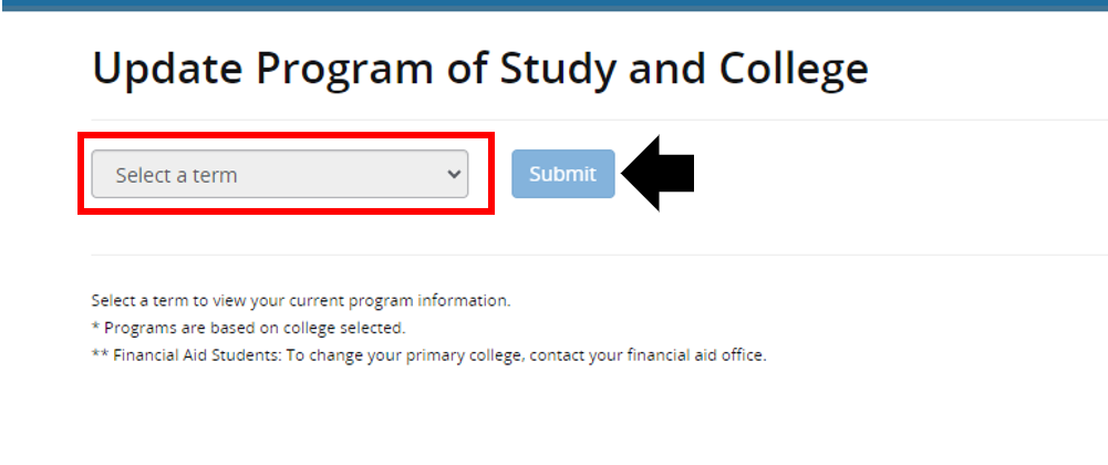 Update program of study and college area