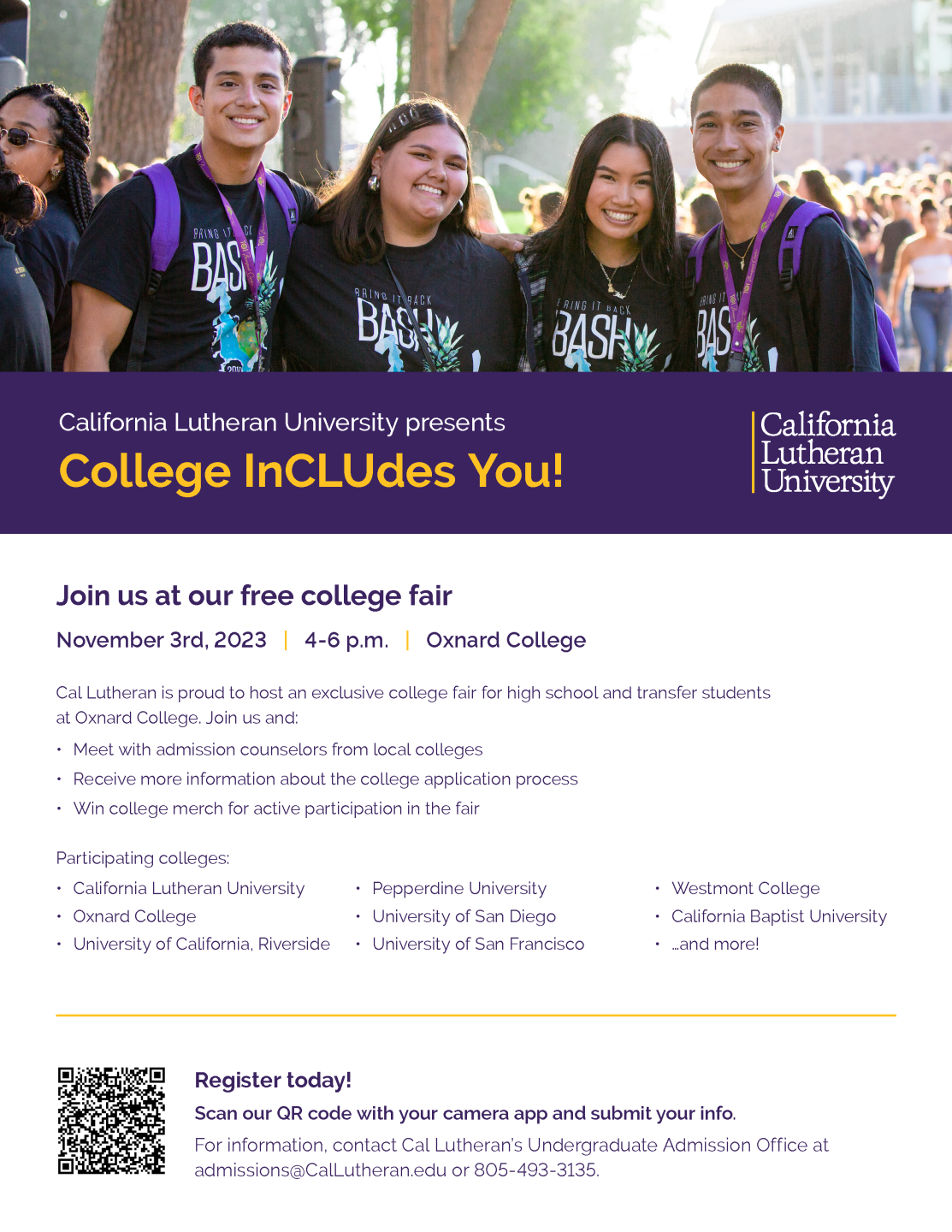 College InCLUdes YOU flyer