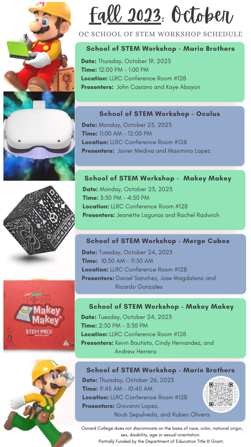 Fall 23 October Workshop Schedule
