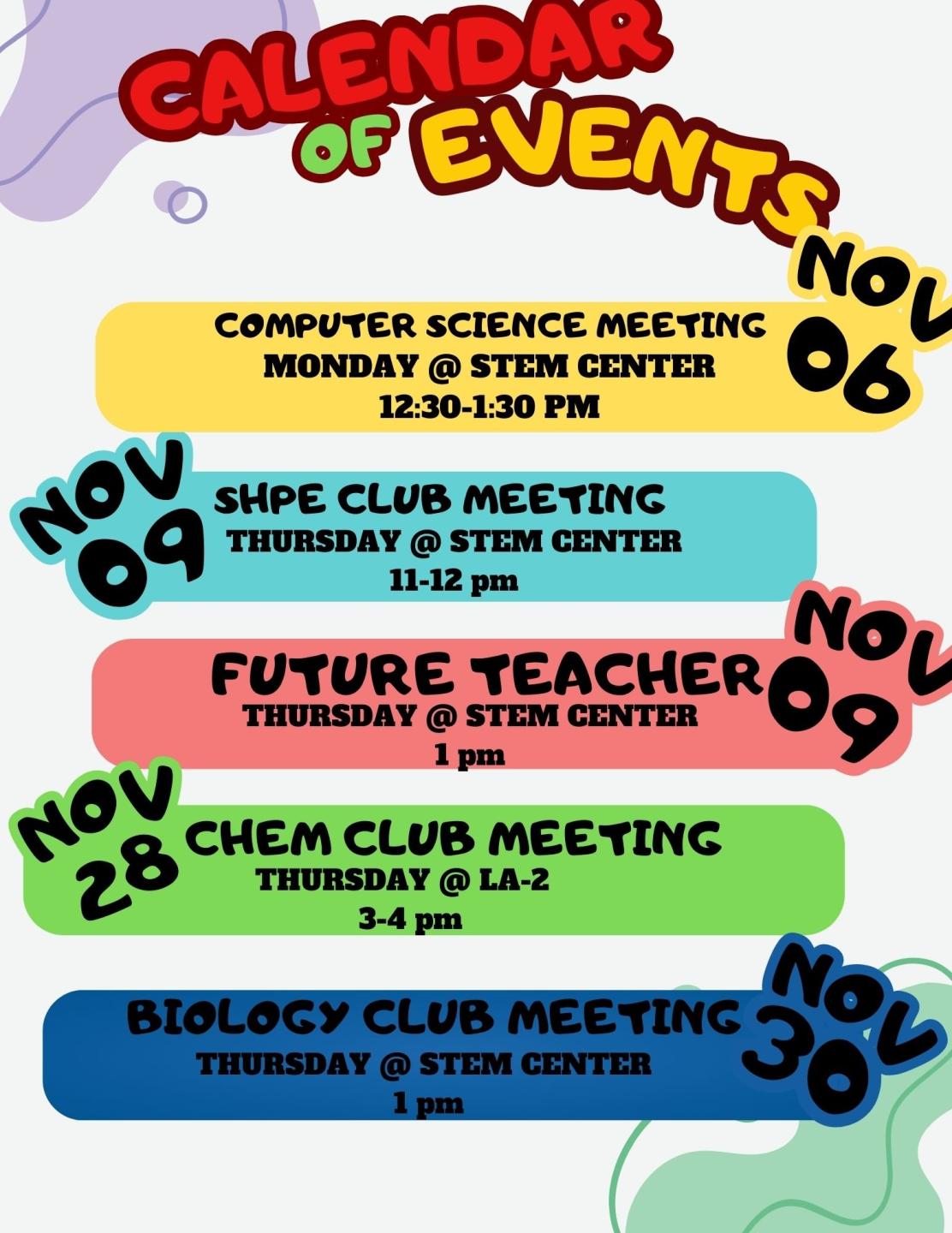 Fall 23:  Transfer Events November Calendar of Events