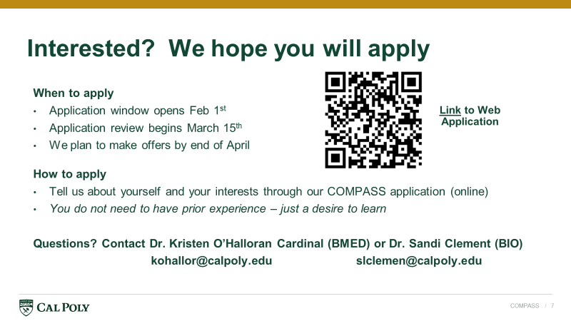 Cal Poly COMPASS Program Application Info