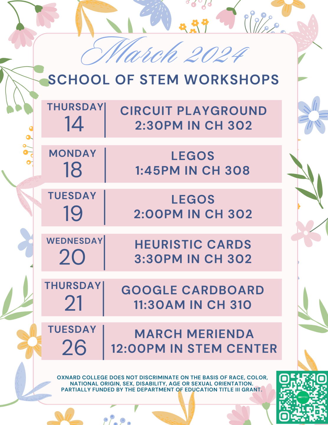 March School of STEM Workshops