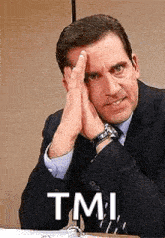 Steve Carrell's character from The Office getting overwhelmed by too much information.