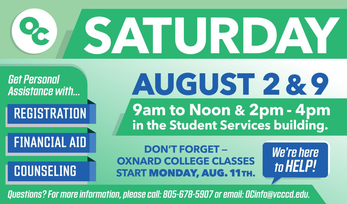 Join us for OC Saturday on August 2nd & 9th