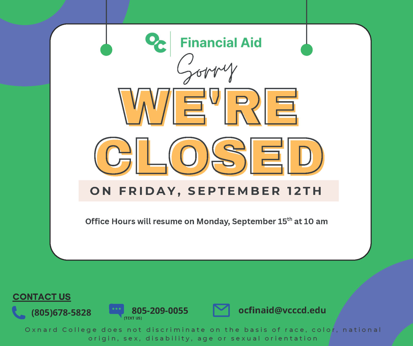 We closed on Friday 9/12/25