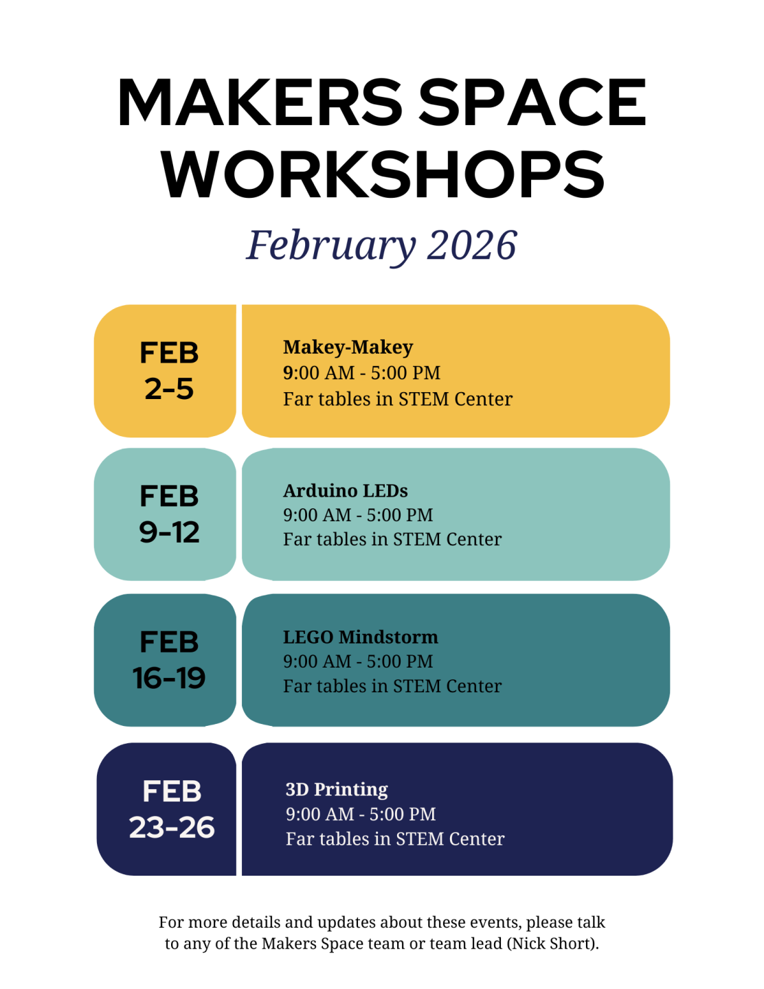 February Makerspace Workshops