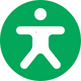 Accessibility icon of a person extending their arms and legs toward the edges of a circle