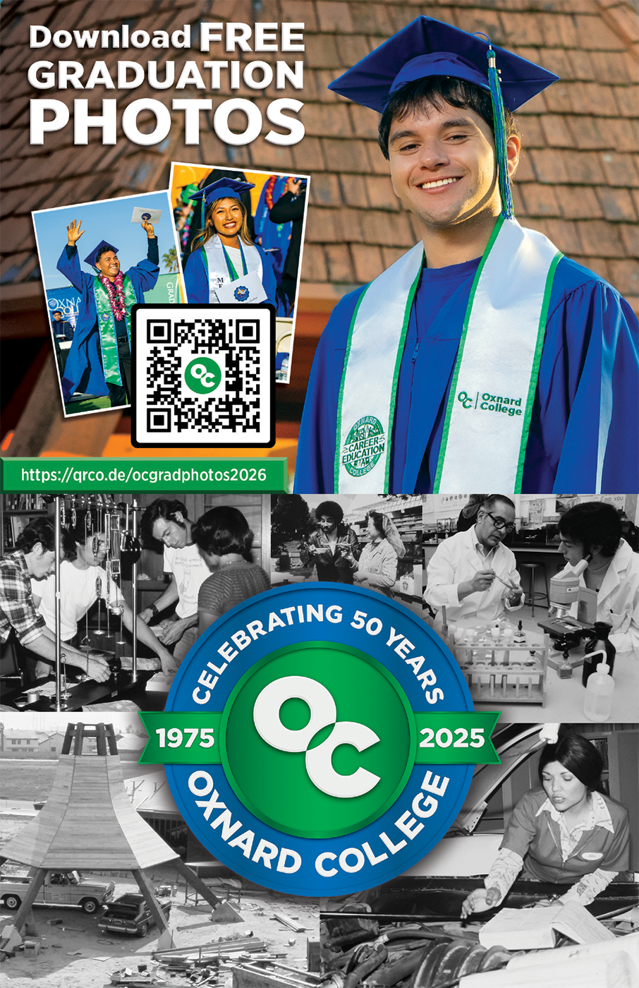 Download Free Graduation Photos with QR Code and 50th Anniversary Ad