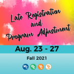 Watercolor splatters and text that reads: Late Registration Watercolor splatters and text that reads: Late Registration