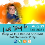 District alumni and text that reads: Last Day to Drop w/ ful District alumni and text that reads: Last Day to Drop w/ ful