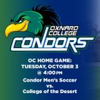 OC Men’s Soccer (Home Game) vs. College of the Desert