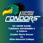 OC Men’s Soccer (Home Game) vs. Allan Hancock College