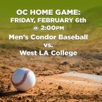 Men’s Baseball: OC Condors (Home Game) vs. West L.A. College