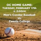 Men’s Baseball: OC Condors (Home Game) vs. Cuesta College