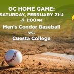 Men’s Baseball: OC Condors (Home Game) vs. Cuesta College
