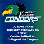 Women’s Softball: OC Condors (Home Game) vs. College of the Canyons