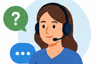 A woman wearing a headset