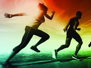 people running on a beach